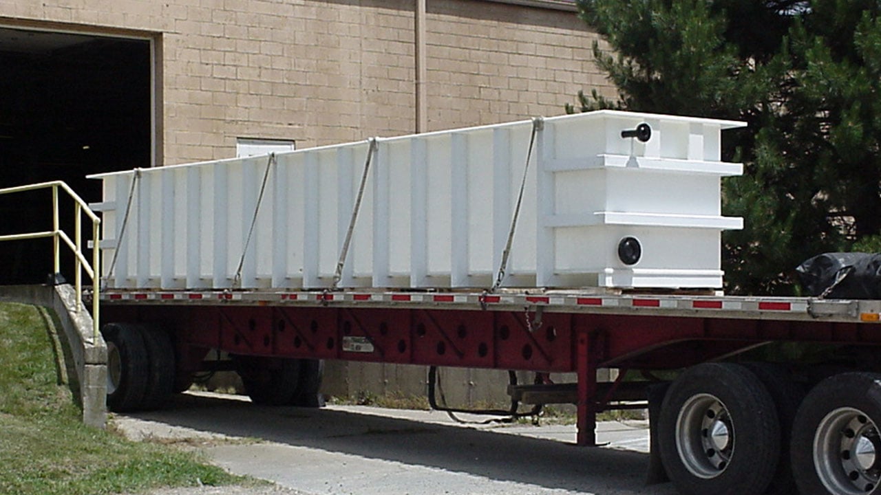 viron storage tank on truck bed