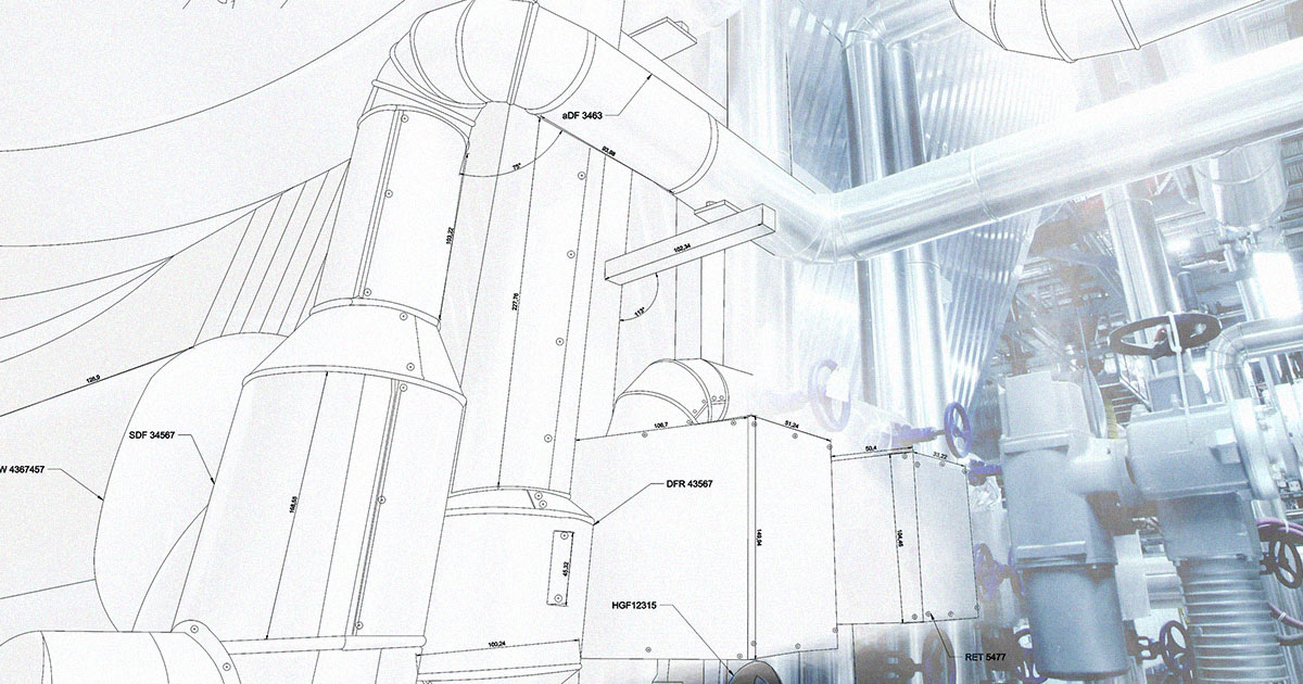 blueprint outline of industrial wet scrubber