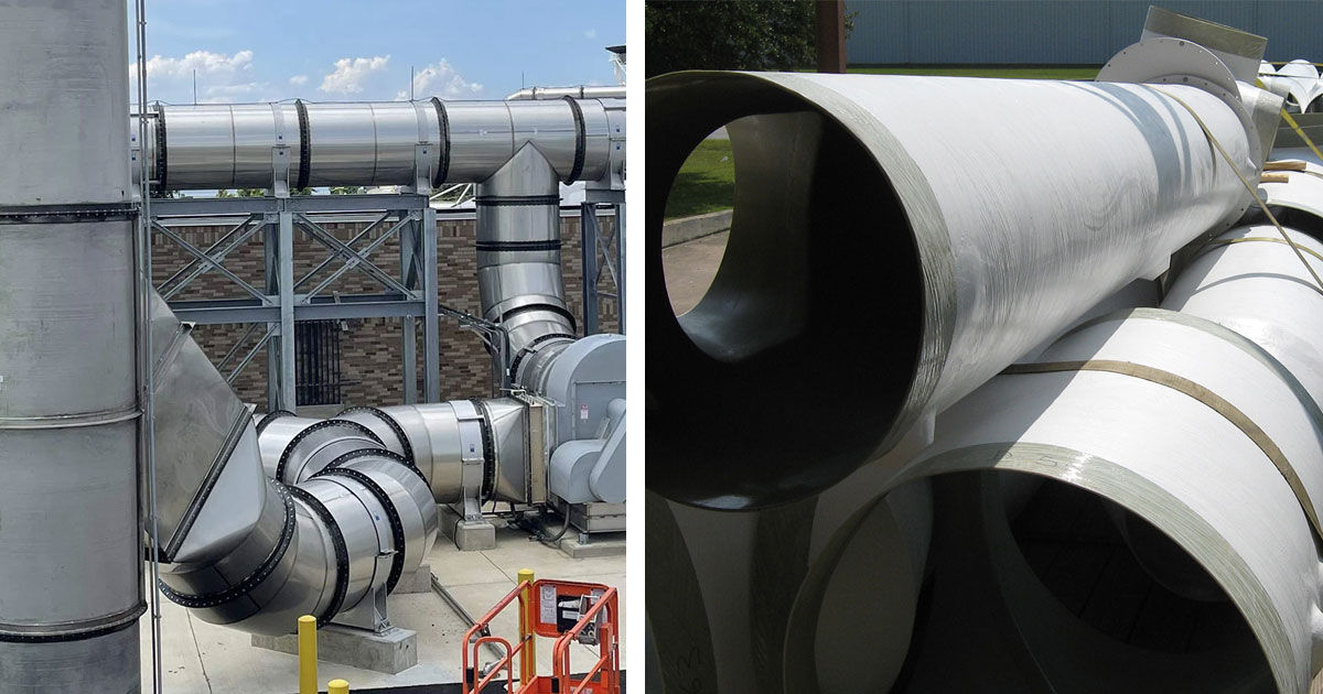 ssteelcoat® and FRP ductwork side by side